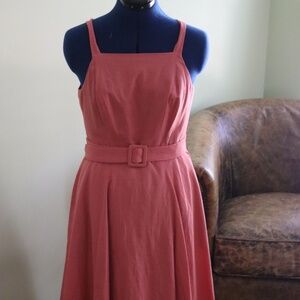 Pink, Belted midi dress